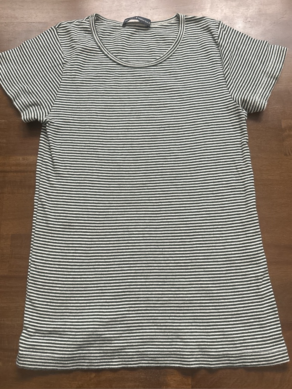 Brandy Melville Striped Crewneck Tee - Green & White